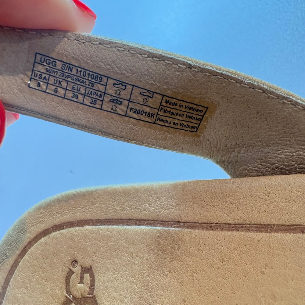 UGG Gold Metallic Leather Crossover Sandals - Picture 8 of 8
